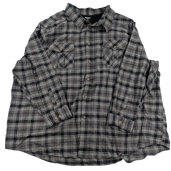 kingsize Other - KingSize Mens 6XL Long Sleeve Flannel Shirt Grey Black Plaid Button Down Pocket